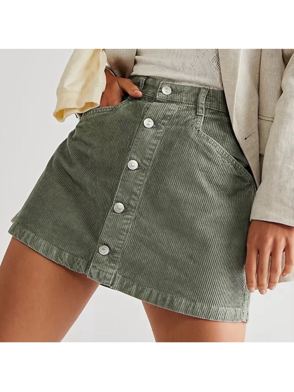 Free People Ray Cord Mini Skirt